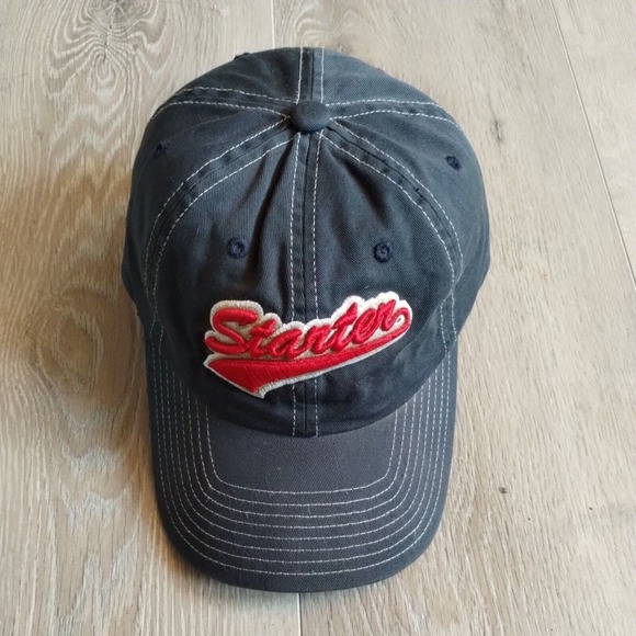 Starter Hat Baseball Dad Cap Cotton Adjustable Strap OSFA Red Blue Script Retro - Picture 2 of 13